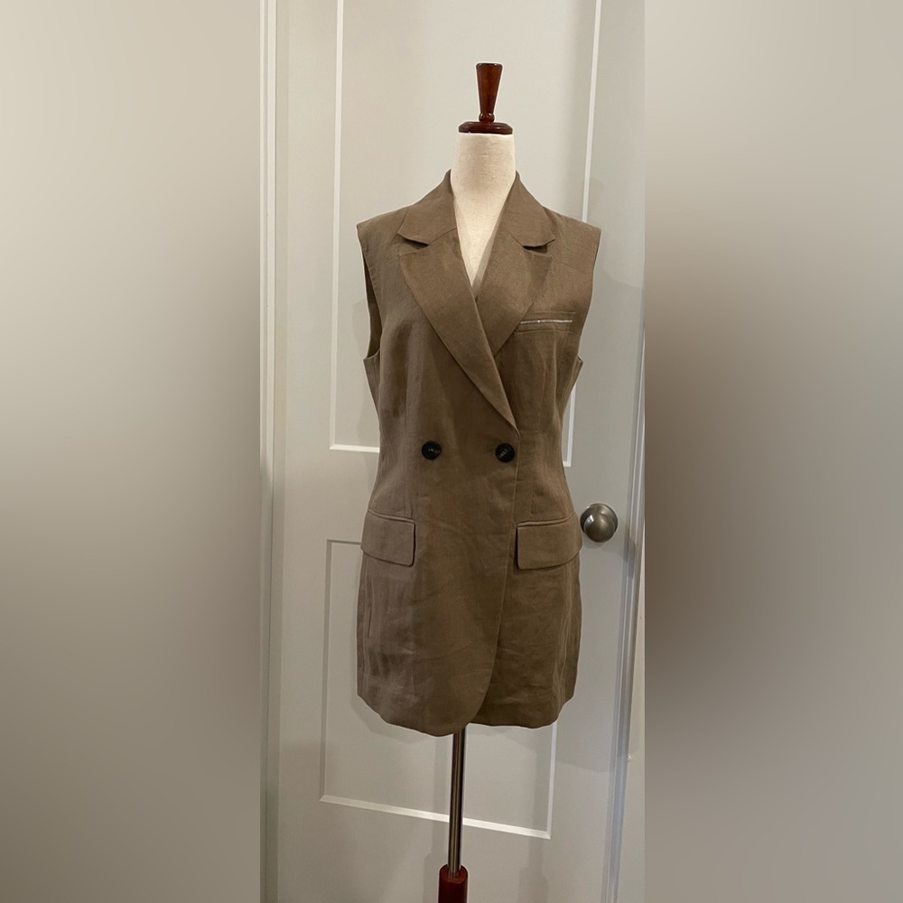 PESERICO Double-Breasted Linen Vest Size 42(European )